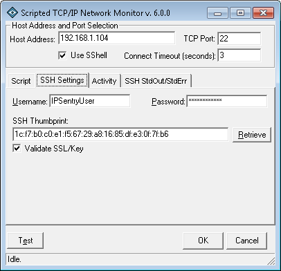 Scripted TCP/IP Network Monitor Configuration - SSH Settings