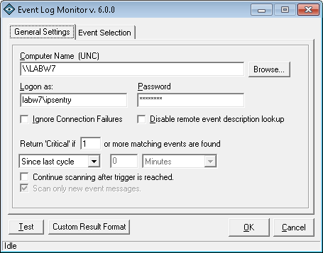 Event Log Monitoring Add-In Configuration