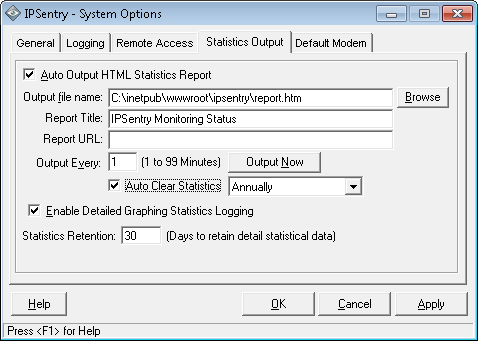 IPSentry System Options - Statistics